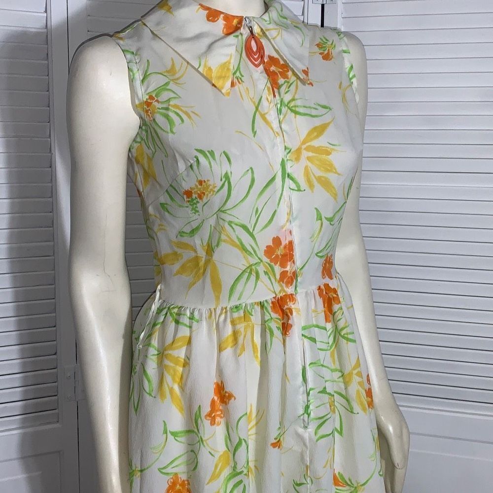 Vintage‎ Carol Brent Yellow Floral Dress Women’s Size 14 - Picture 14 of 16